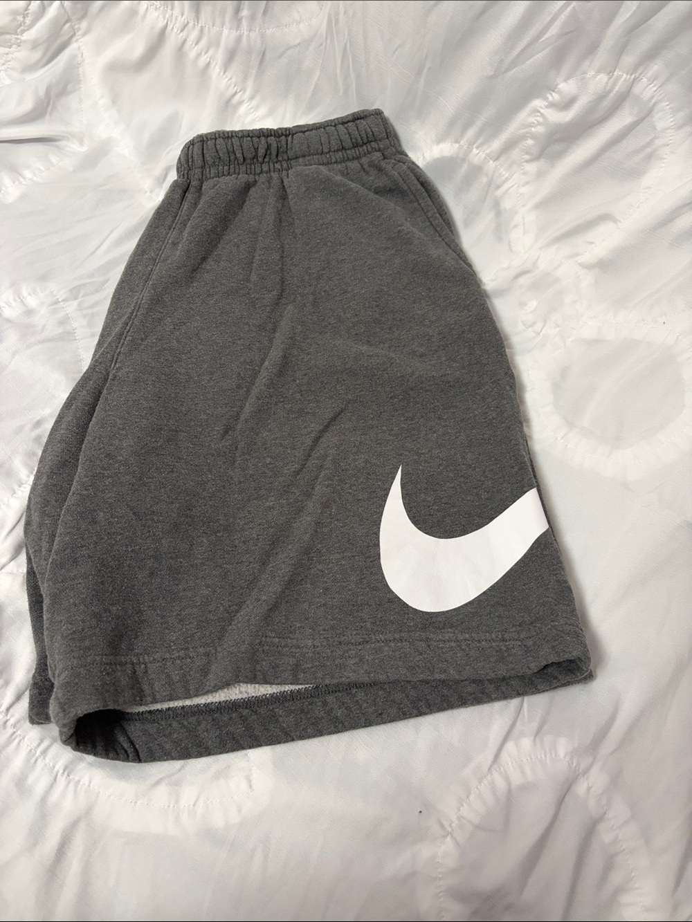 Nike Gray Men’s Sweat Shorts with White Swoosh